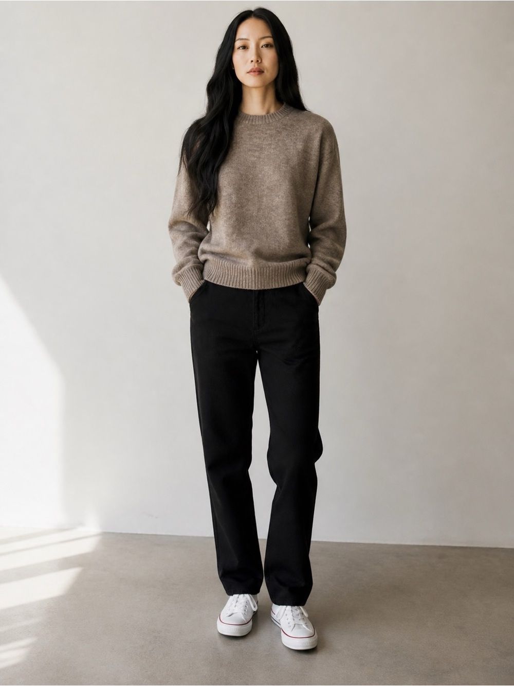 French Connection Knit Sweater Medium Open Wrap Twist Back Crewneck